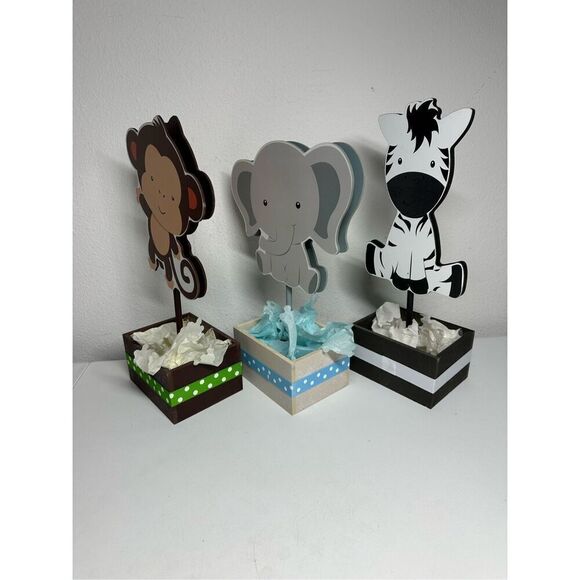 Lot of 3 Jungle Baby Shower Safari Theme Centerpiece Room Decoration - Picture 10 of 12